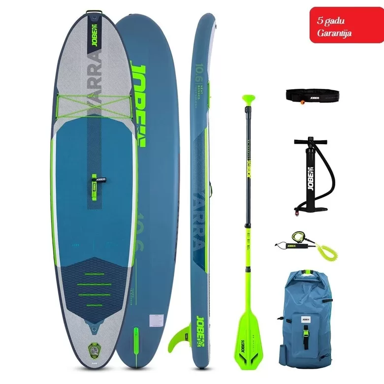SUP dēlis Jobe Yarra 10.6 Steel Blue – universāls piepūšamais SUP komplekts